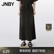 JNBY/江南布衣25夏新品半身裙牛仔A型簡約通勤休閑5P4D14410 998/牛仔深灰 L