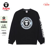 AAPEAape旗艦店男裝春秋猿人迷彩印花字母圖案休閑圓領(lǐng)衛(wèi)衣A322XXL BKX/黑色 M 均碼