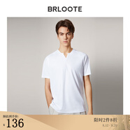 巴魯特（Brloote）短袖T恤男新疆長絨棉舒適小V領(lǐng)簡約黑白t恤衫夏季 白色 185/104A