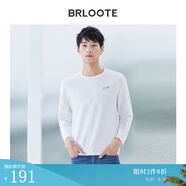 巴魯特（Brloote）長袖T恤男春季圓領(lǐng)百搭小白T 白色 185/104A