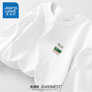 真維斯（Jeanswest）白色打底衫男2025新款春秋重磅純棉內(nèi)搭上衣學(xué)生圓領(lǐng)長袖T恤男士 白色(星之夢胸標(biāo)) L (175) (收藏加購優(yōu)先發(fā))
