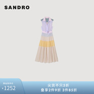 SANDRO【博主同款】24春秋款女裝法式設(shè)計(jì)感條紋連衣裙SFPRO03784 MULT/多色 36