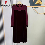 皮爾卡丹（PIERRE CARDIN）2025春夏早秋新款時尚修身高端氣質收腰洋氣連衣裙百搭復古赫本風 酒紅色 2XL (穿125-135斤)