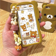 ZHIO卡通小熊適用蘋果13pro可愛鋼化玻璃膜新款iPhone4s/5s/se/se2/15全屏16手機彩膜輕松熊7plus/6s/6 輕松熊-鋼化膜+手機殼+手鏈 iPhone5