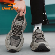 德爾惠（DEERWAY）老爹鞋男鞋2025夏季鞋子男士休閑鞋透氣厚底運(yùn)動(dòng)鞋潮流棕色42