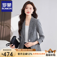 羅蒙（ROMON）高端休閑西裝外套女2025新款春秋高級感時尚小個子女士西服上衣服 灰色西裝 L