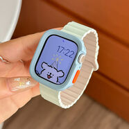 樂諾（LENUO）樂諾套裝版適用蘋果iwatchS10手表表帶保護(hù)殼撞色applewatchs9表 薄荷綠配星光淺藍(lán)色 46mmiwatch S10 送膜透明套