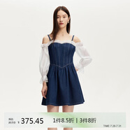 VEROMODA 連衣裙女2025夏季新款牛仔雪紡拼接修身A字裙子325242005