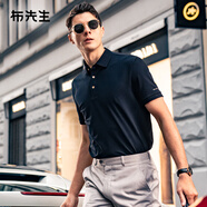 布先生石墨烯吸濕排汗翻領(lǐng)t恤2025夏季字母設(shè)計(jì)男短袖AT15006 鋼琴黑 4XL (195)