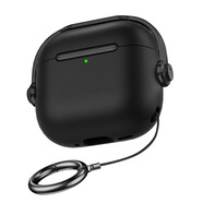 斯幻柯適用AirPods4代保護(hù)套Apple4代無線藍(lán)牙耳機(jī)套降噪耳機(jī)殼airpods4代透明保護(hù)磨砂殼-電音-黑色