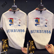 TULX澳門買手品時(shí)尚男士潮簡約彩色圓領(lǐng)后背B字母加戰(zhàn)馬圖案半袖T 白色 M 90-110