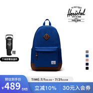 Herschel加拿大赫行 經(jīng)典系列Heritage男女書包通勤包雙肩背包 品藍色/棕褐色 24升