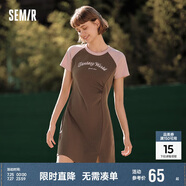森馬連衣裙女插肩袖修身收腰夏季字母開(kāi)叉短裙運(yùn)動(dòng)風(fēng)109324114025