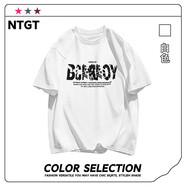 南極人（Nanjiren）短袖男款夏季2025潮牌美式痞帥字母印花寬松休閑五分袖t恤衫 白色 M 適合80-100斤