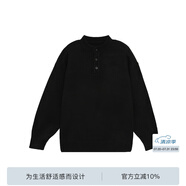 BODYDREAM亨利領(lǐng)毛衣男款冬季可機洗毛線衫慵懶高級中性風(fēng)針織衫 黑色 （偏大一碼） M