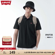 Levi's李維斯情侶同款美式復(fù)古潮流商務(wù)寬松翻領(lǐng)短袖polo衫七夕禮遇 黑色0005 S