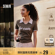 森馬（Semir）POLO衫女短款小心機(jī)撞色夏季復(fù)古字母緊身套頭衫109324115006