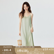 茵曼（INMAN）優(yōu)雅氣質(zhì)肌理感吊帶連衣裙2024夏季通勤高級(jí)感A字背心裙子 草綠色 M