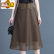 初徑2025新款網(wǎng)紗半身裙女夏季高腰修身中長(cháng)款百搭蓬蓬裙韓版 咖啡色 S 26  (85-95斤)