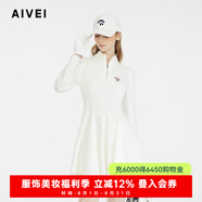 AIVEI欣賀艾薇2025春季運(yùn)動(dòng)半拉鏈泡泡長袖高爾夫連衣裙S713711A 白色 S