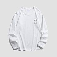 以純（YISHion）長(cháng)袖T恤男純棉大碼笑臉全棉2025新款休閑體恤春秋打底衫男裝 A21 以純--白色 M