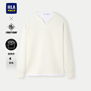 海瀾之家（HLA）衛衣男撞色假兩件時(shí)尚針織長(cháng)袖男秋季 米杏9H 4XL 190/108A 推薦197~212斤