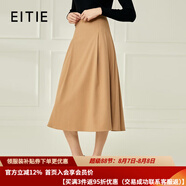 愛(ài)特愛(ài)（EITIE）春季新款復(fù)古純色高腰顯瘦氣質(zhì)褶皺中長(zhǎng)款半身裙A字裙A2206905 咖80 M 40/165/68A
