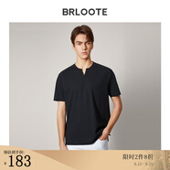 巴魯特（Brloote）短袖T恤男新疆長(cháng)絨棉舒適小V領(lǐng)簡(jiǎn)約黑白t恤衫夏季 黑色 165/88A