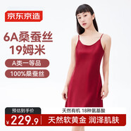 京東京造【節(jié)日精美禮盒】100%桑蠶絲睡衣女重磅真絲睡裙子酒紅L