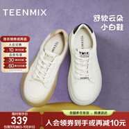 天美意鞋子女鞋厚底簡約清新百搭板鞋女休閑鞋春秋款BJ561CM4 杏色 38