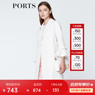 PORTS寶姿  新品商場同款毛呢大衣女優(yōu)雅喇叭袖翻領(lǐng)中長大衣 白色 XL (10)