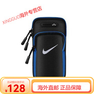 耐克（NIKE）跑步手機臂包男女通用臂套健身胳膊臂袋手腕包戶(hù)外運動(dòng)手臂包防水 黑藍色 三星手機通用