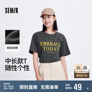 森馬短袖t恤女中長款純棉休閑風(fēng)夏季寬松字母套頭衫101324100004