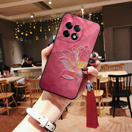 XMSJ適用1+oneplus一加立體浮雕ace5荷花pro蓮花3v手機(jī)殼13禪意12媽媽9rt老年7古典8國風(fēng)軟簡約t古風(fēng)10 靜雅蓮荷紅八+酒紅流蘇 一加 6T