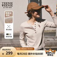 Teenie Weenie小熊長袖T恤女春夏設(shè)計款小熊刺繡外穿打底衫上衣女 B-燕麥色 XL