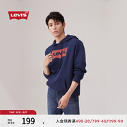 Levi's【特價來襲】李維斯情侶同款經(jīng)典寬松休閑logo套頭連帽衛(wèi)衣 藏藍(lán)色 19622-0007 S