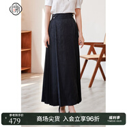 固執(zhí)（OBSTINATE）新款中式復古馬面裙百褶氣質(zhì)款一片式長款半身裙00032BQ07898 黑色 XL 175/76A