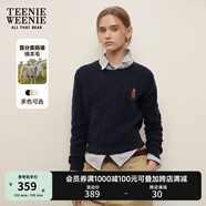 Teenie Weenie小熊女裝簡約毛衣女秋冬肌理感絞花套頭毛衣針織衫 藏青色 S 160
