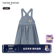 Teenie Weenie Kids小熊童裝夏季款女寶寶牛仔高腰休閑運(yùn)動(dòng)背帶裙 藍(lán)色 100 cm