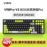 VGN 【新品首發(fā)】V98Pro V3 有線/藍(lán)牙/無線三?？椭苹瘷C(jī)械鍵盤10000mAh電池gasket結(jié)構(gòu) 電競(jìng)游戲辦公 V98Pro-V2 凱華冰淇淋軸Pro 努巴尼源
