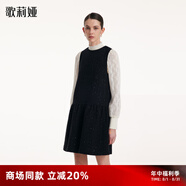 歌莉婭小香風連衣裙女氣質淑女高級感設計感娃娃裝a字背心裙1B9R4K4T0 00B黑色 M