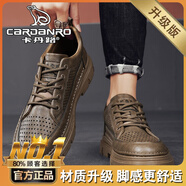 卡丹路意大利男鞋夏季透氣英倫風商務(wù)休閑厚底馬丁靴 卡其/高【升級款】 39