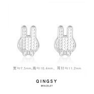 情思意足銀小耳釘女養(yǎng)耳洞5G工藝睡覺免摘純銀防變色過敏銀針時尚耳飾 NO.23_足銀5G小耳釘萌兔