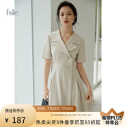 FANSILANEN范思藍恩211199職業(yè)氣質(zhì)連衣裙女夏收腰顯瘦正式場合面試西裝裙子 杏色 XL