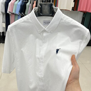 傳奇保羅【奧萊品牌折扣】保羅夏季短袖襯衫男純棉小馬標刺繡免燙白色100純棉M M建議100-120斤穿
