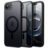 JETech蘋果iPhone 16e 6.1英寸磁性手機殼 MagSafe半透明啞光后蓋 超薄極簡防震手機殼 黑色