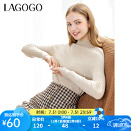 lagogo多巴胺多色修身軟糯針織衫女拉谷谷2024冬新款半高領(lǐng)打底衫 杏色(K5) M 160/38