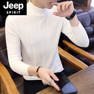 JEEP SPIRIT吉普長袖T恤秋冬季潮流韓版秋衣針織打底衫半高領(lǐng)毛衣男裝上衣服 806白色 3XL 185