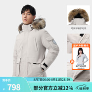 駱駝（CAMEL）【王俊凱同款】戶(hù)外羽絨服冬季新款連帽羽絨衣中長(cháng)款保暖防風(fēng)外套 AA12264035B，淺卡其，男女同款 L