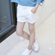 普婭華女童夏裝牛仔短褲 2025中大童三分褲 寶寶夏季短褲子 寬松 薄 女童短褲白色 100